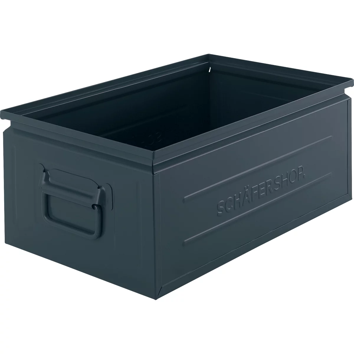 Schäfer Shop Select stapelbak, 29,5 l, 50 kg, L 527 x B 308 x H 200 mm, staal, RAL 5008 (grijsblauw)