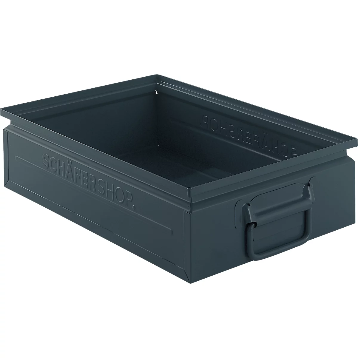 Schäfer Shop Select Stapelbox, 16 l, 100 kg, L 478 x B 307 x H 120 mm, Stahl, RAL 5008 (graublau)