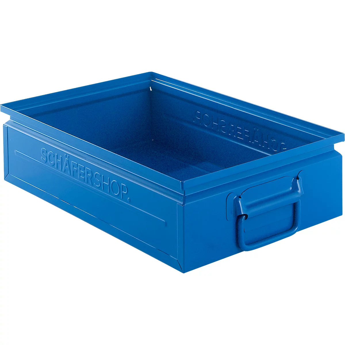 Schäfer Shop Select Stapelbox, 16 l, 100 kg, L 478 x B 307 x H 120 mm, Stahl, RAL 5015 (himmelblau)