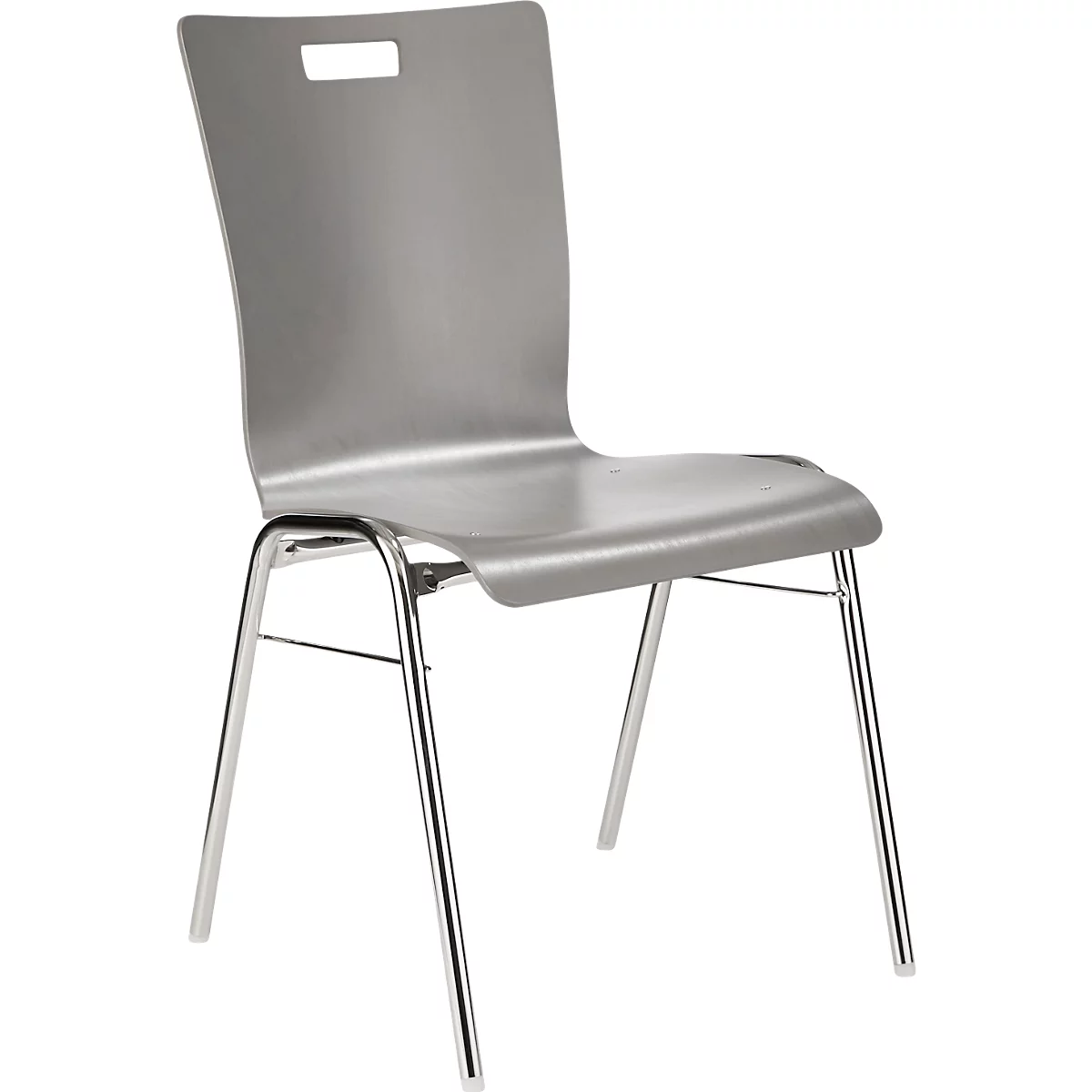 Schäfer Shop Select stapelstoel grijs, stapelbaar tot 10 stuks, bestand tegen desinfecterende middelen, zonder stoffen bekleding, B 430 x D 410 x H 450 mm, hout &amp; staal
