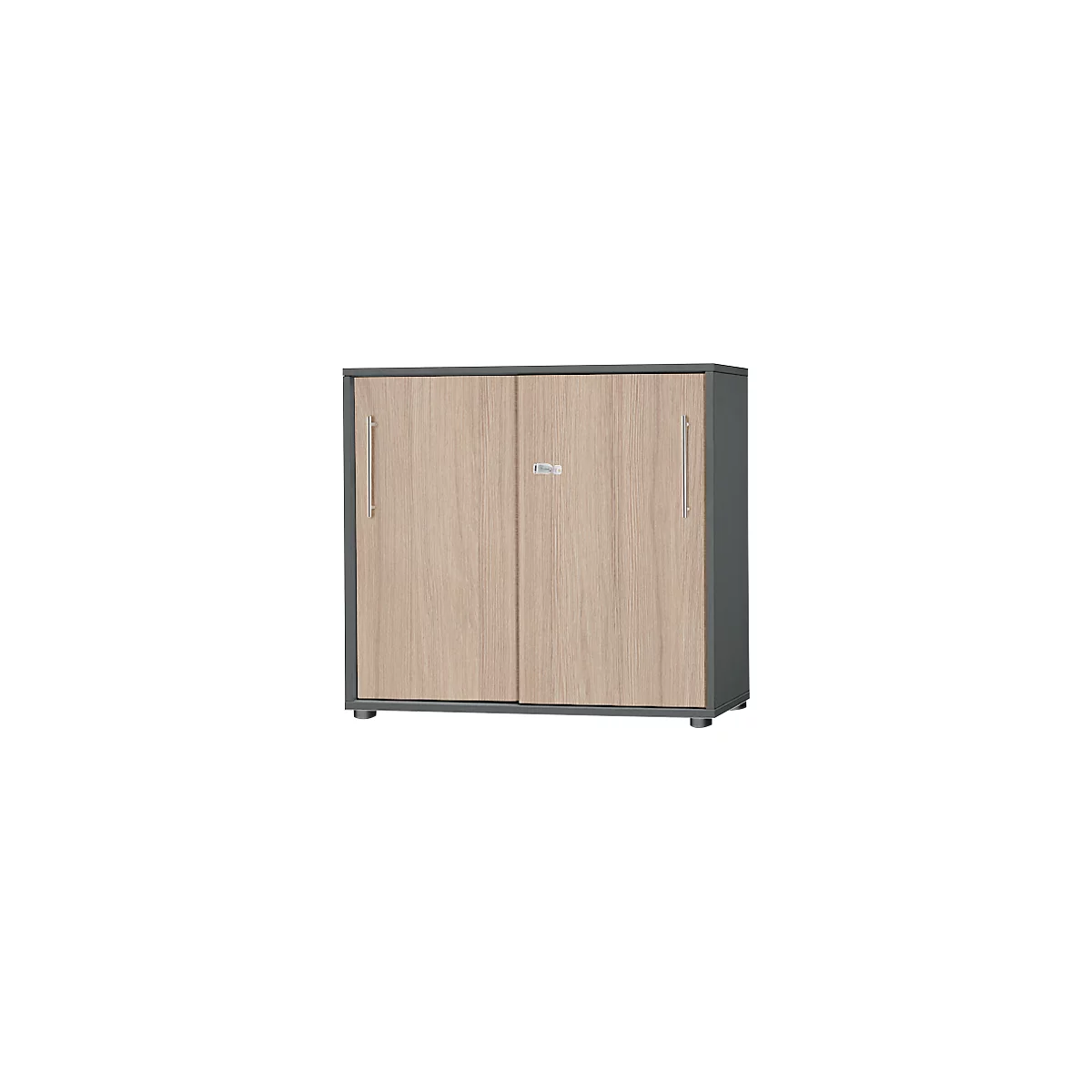 Schäfer Shop Select Start Off armario de puertas correderas, 2 OH, con cerradura, An 800 x P 420 x Al 788 mm, madera, grafito/roble