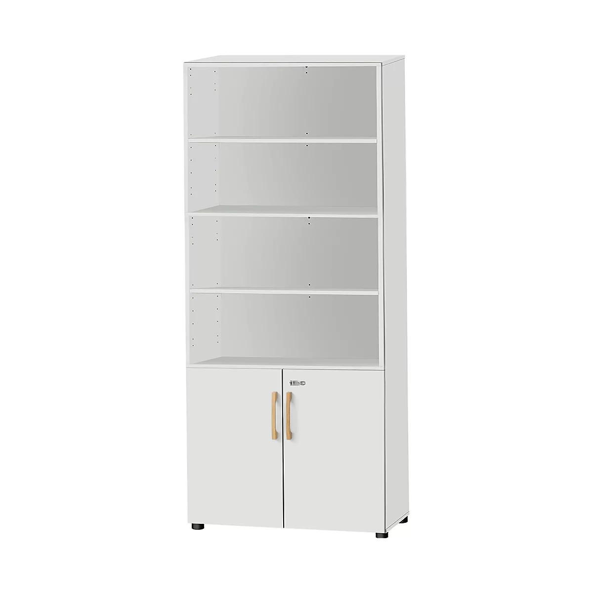 Schäfer Shop Select Start Off Combinatiekast hout, 6 OH, afsluitbaar, B 800 x D 420 x H 2240 mm, hout, lichtgrijs