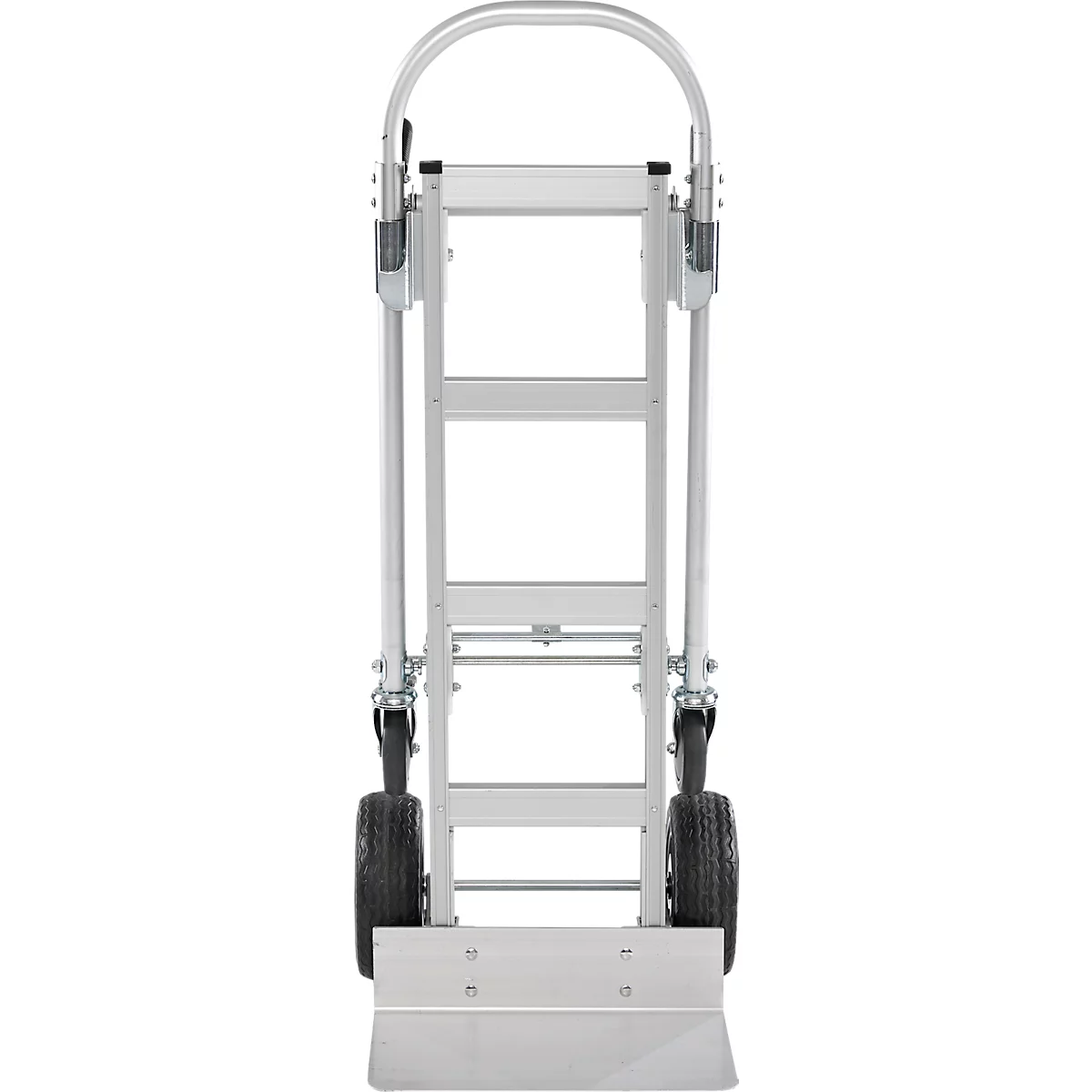 Schäfer Shop Select steekwagen, 2-in-1, draagvermogen 250 kg, inklapbaar, bok- en zwenkwielen, aluminium/kunststof, zwart-zilver