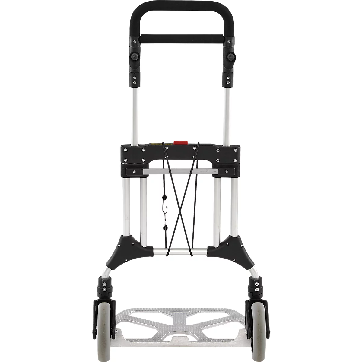 Schäfer Shop Select steekwagen, draagvermogen 200 kg, inklapbaar, zwenkgrepen, spanband, 2 bokwielen, aluminium/kunststof, rood-zwart-zilver