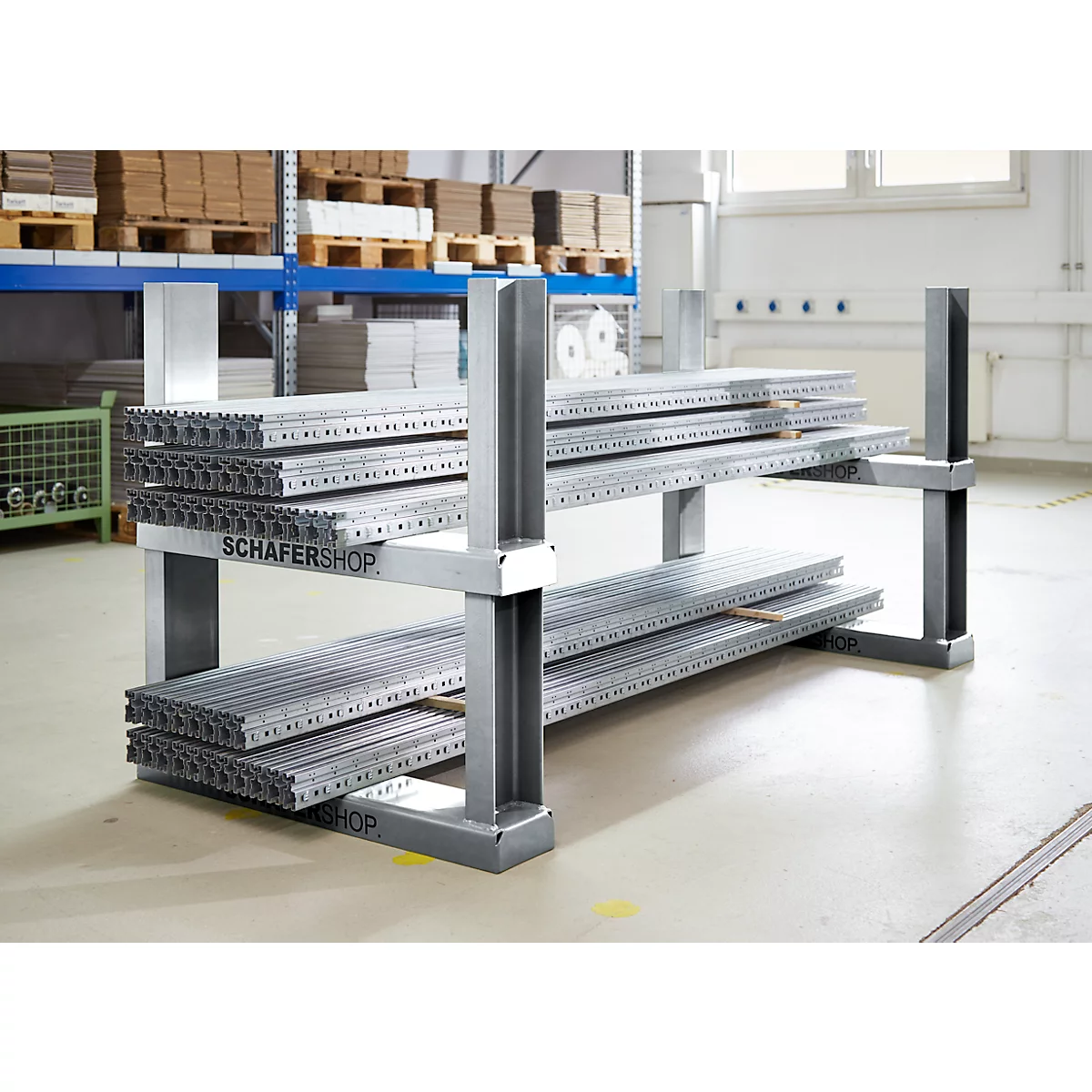 Schäfer Shop Select Support d'empilage, L 910 x l 160 x H 520 mm, galvanisé à chaud, jusqu'à 1200 kg