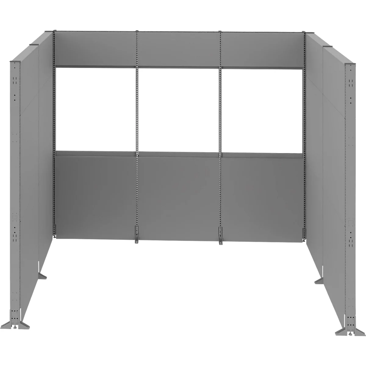 Schäfer Shop Select Système de cloisons d'insonorisation, en forme de U, 15 éléments, avec fenêtres, dimensions totales L 3000 x l 2000 x H 2500 mm, gris poussière RAL 7037