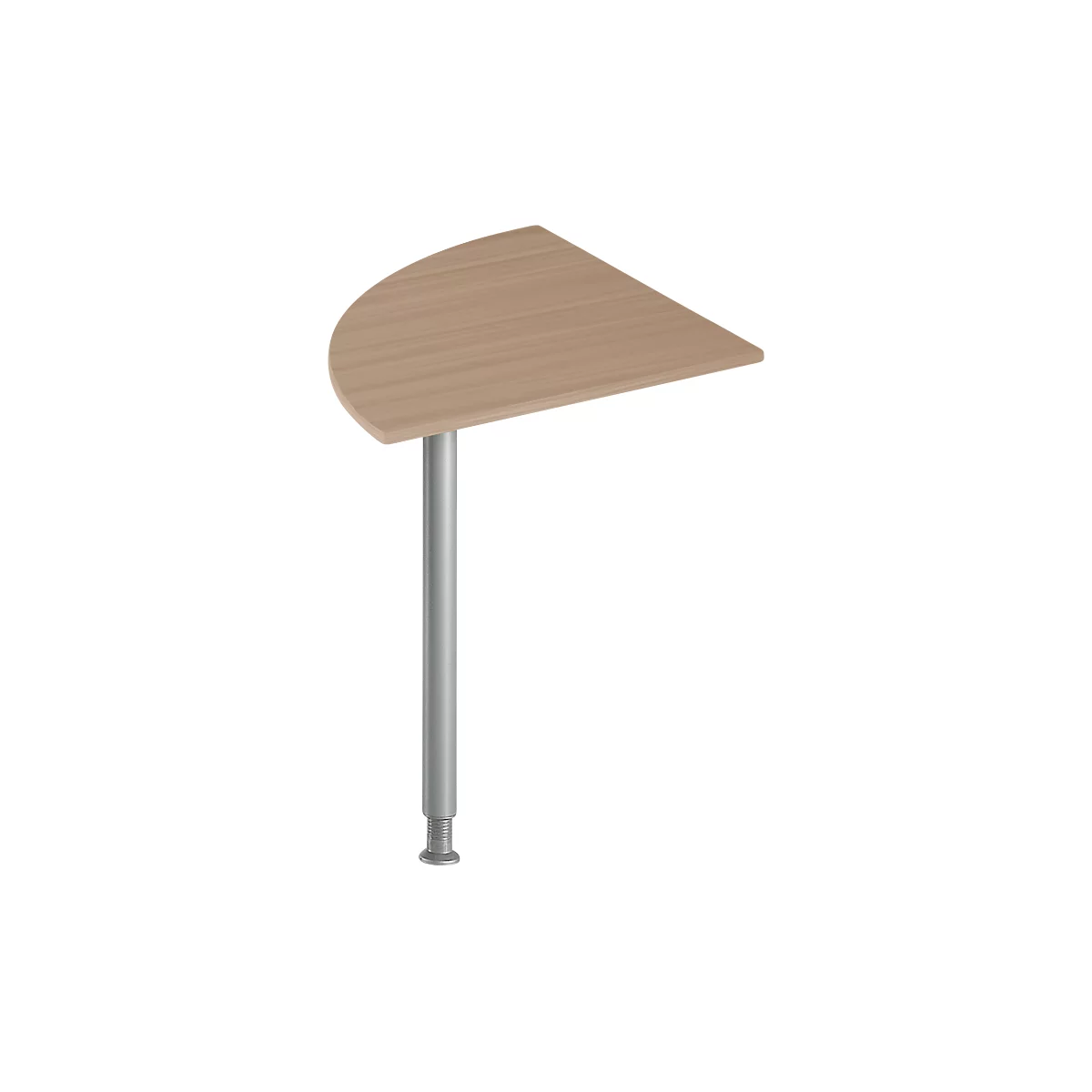 Tablette semi-circulaire aspect bois, fixée à une colonne grise.