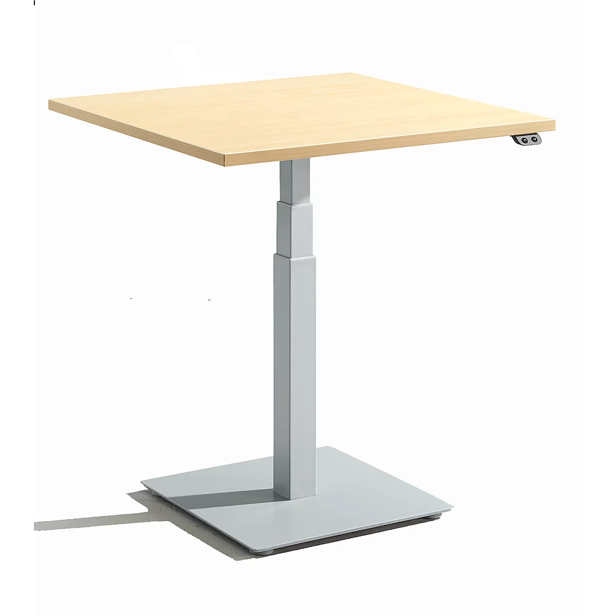 Schäfer Shop Select Table d'appoint mono-colonne Start Off, réglable en hauteur électriquement, L 800 x P 800 mm, érable 