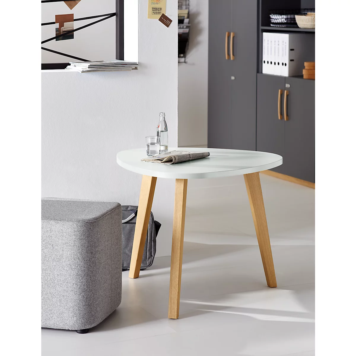 Schäfer Shop Select Table d'appoint Start Off Wood, Ø 850 x H 630 mm, bois, gris clair