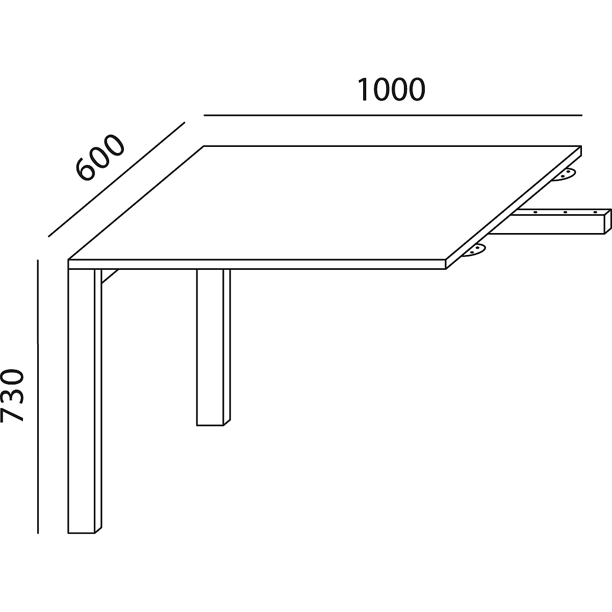 Schäfer Shop Select Table d'extension LOGIN, 4 pieds, L 1000 x P 600 x H 740 mm, gris clair/alu blanc
