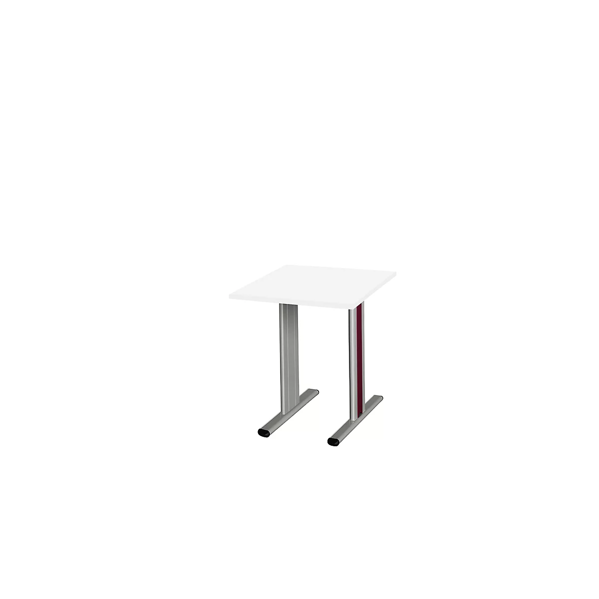 Schäfer Shop Select Table de réunion Planova, carrée, 800 x 800 mm, blanc, bandeaux bordeaux-violet 