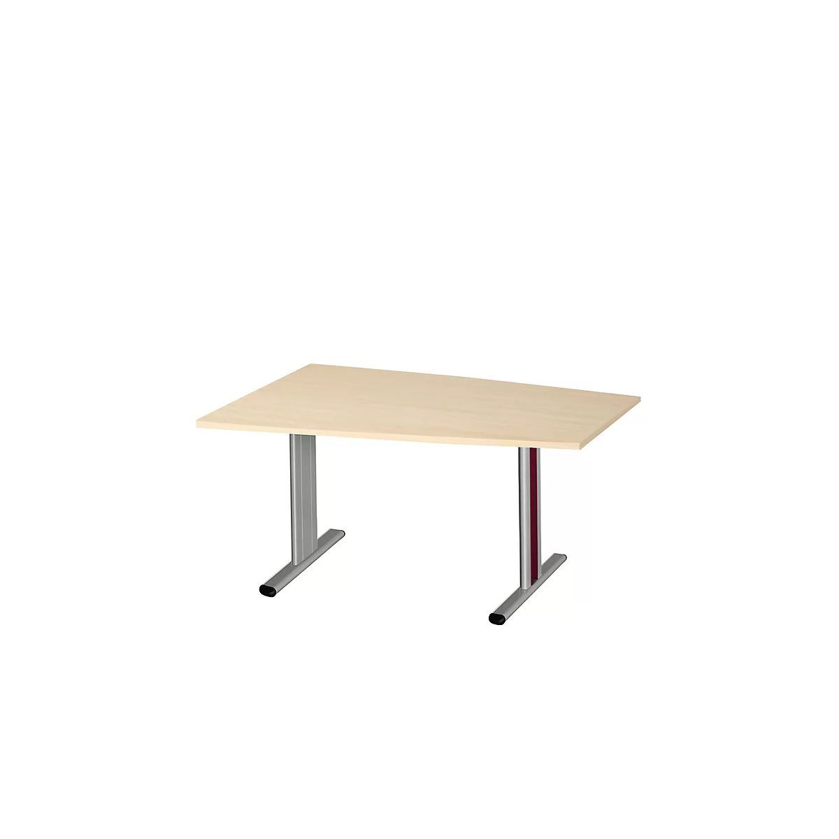 Schäfer Shop Select Table de réunion Planova, forme de tonneau, 1400 x 800/1000 mm, coloris érable, bandeaux violet bordeaux 