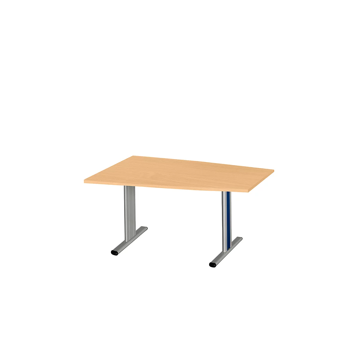 Schäfer Shop Select Table de réunion Planova, forme de tonneau, 1400 x 800/1000 mm, coloris hêtre, bandeaux bleu gentiane 