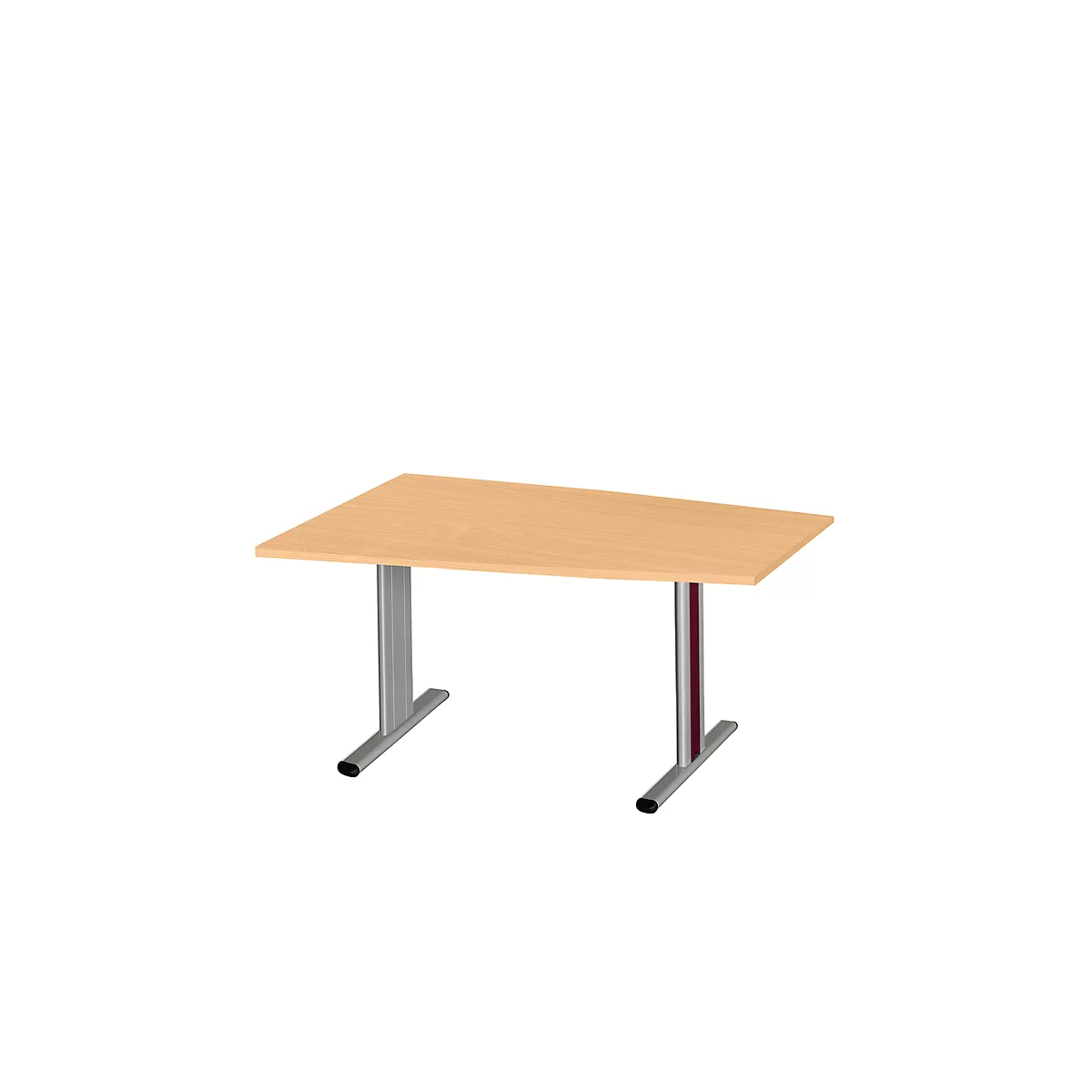Schäfer Shop Select Table de réunion Planova, forme de tonneau, 1400 x 800/1000 mm, coloris hêtre, bandeaux violet bordeaux 