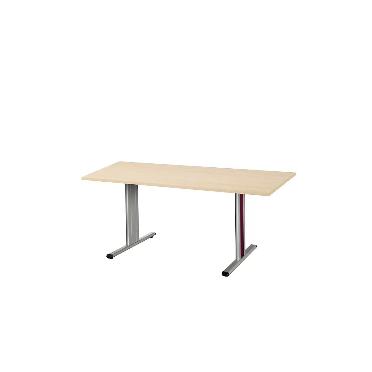 Schäfer Shop Select Table de réunion Planova, rectangulaire, 1600 x 800 mm, coloris érable, bandeaux violet bordeaux 