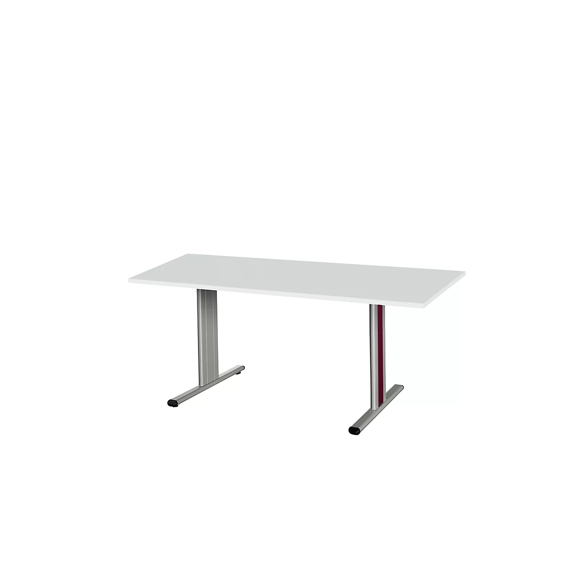 Schäfer Shop Select Table de réunion Planova, rectangulaire, 1600 x 800 mm, gris clair, bandeaux violet bordeaux 