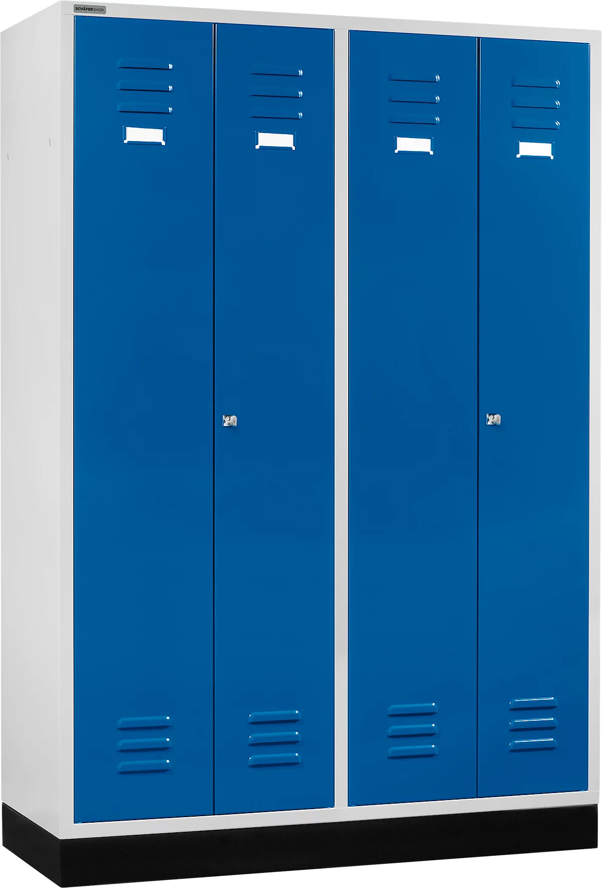 Schäfer Shop Select Taquilla, 4 puertas, con cerradura de cilindro, gris luminoso/azul genciana