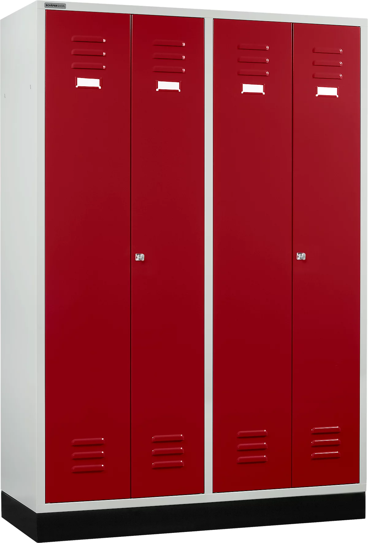 Schäfer Shop Select Taquilla, 4 puertas, con cerradura de cilindro, gris luminoso/rojo rubí