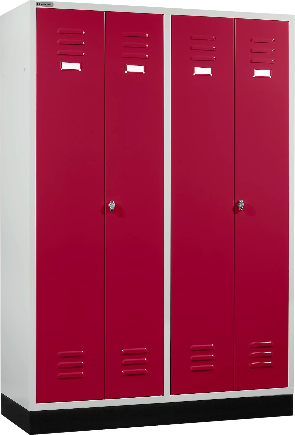 Schäfer Shop Select Taquilla, 4 puertas, con cierre de pasador giratorio, gris luminoso/rojo rubí