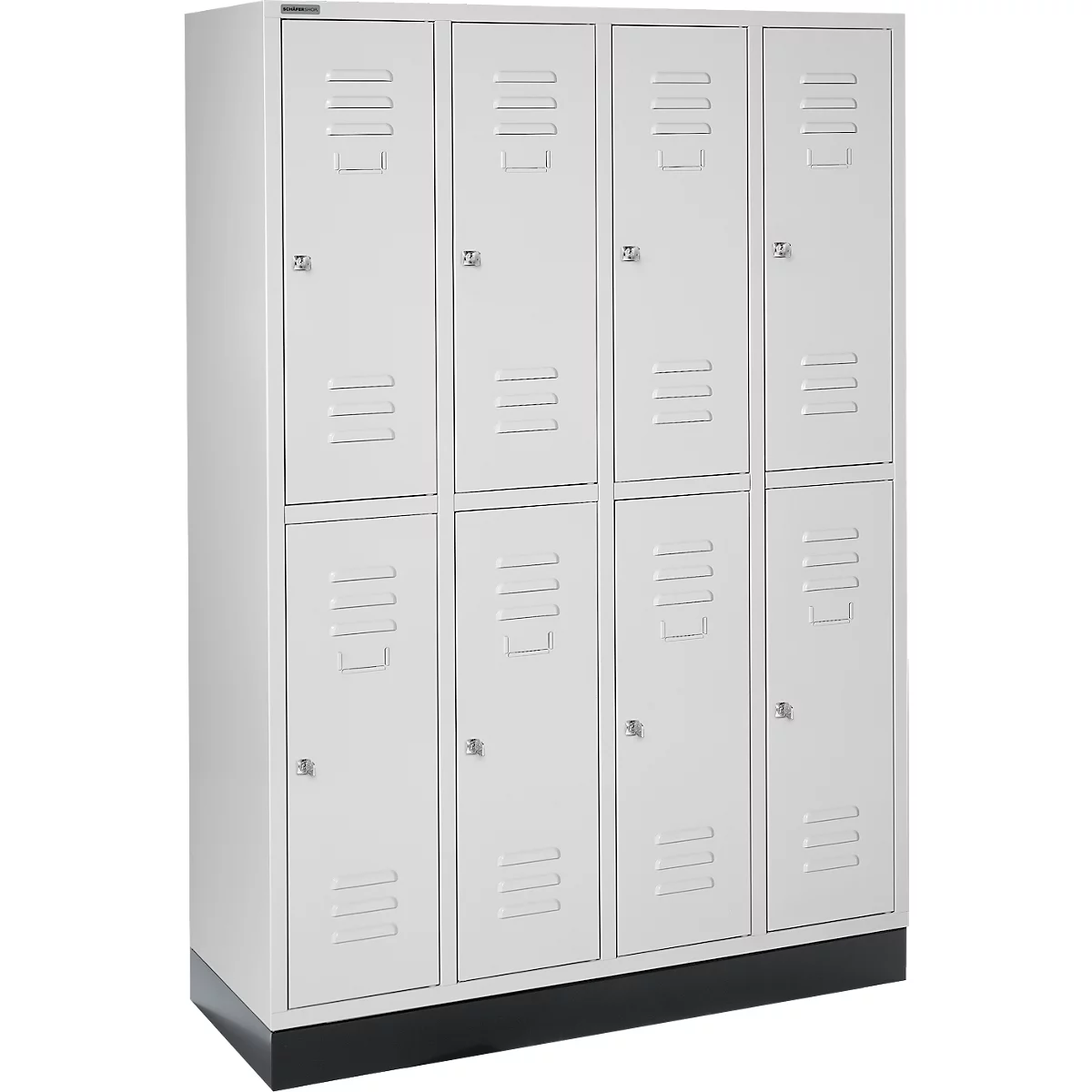 Schäfer Shop Select Taquilla, 4x2 compartimentos, con zócalo, cerradura de cilindro, puerta gris luminoso