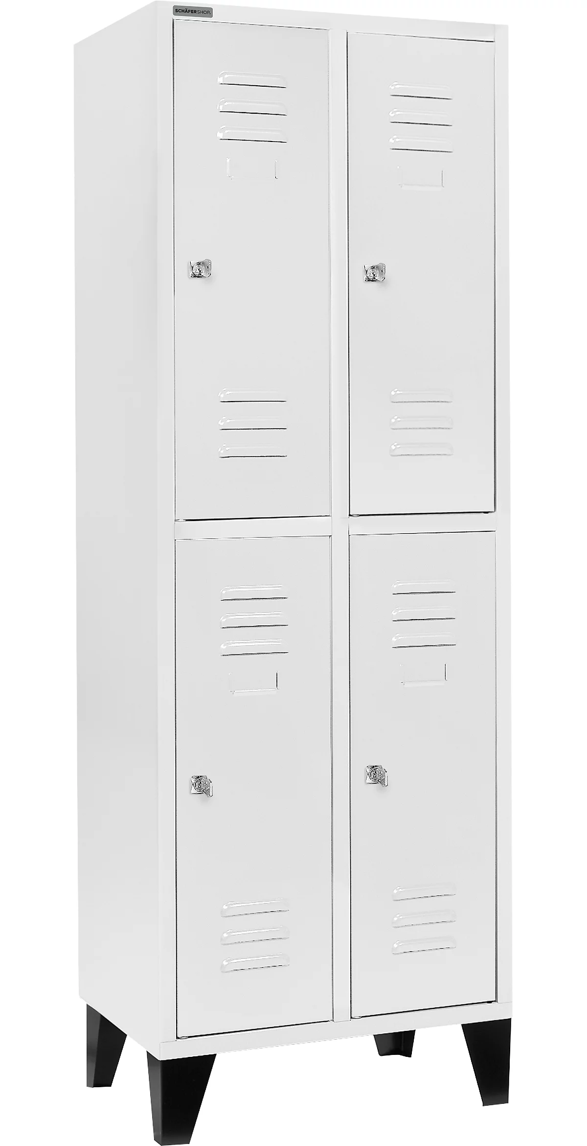 Schäfer Shop Select Taquilla, con 2 x 2 compartimentos, 300 mm, con patas, cerradura de cilindro, puerta gris luminoso
