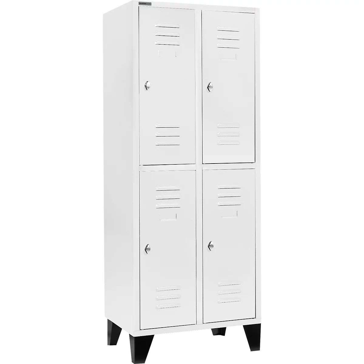 Schäfer Shop Select Taquilla con 2 x 2 compartimentos, 400 mm, con patas, cierre de pasador giratorio, puerta gris luminoso