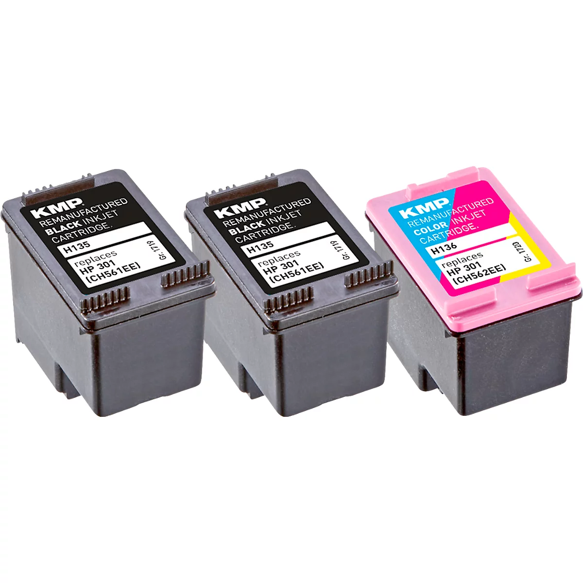 Schäfer Shop Select Tinten-Multipack 2 x schwarz und 1 x color, ersetzt HP 301 (E5Y87EE)