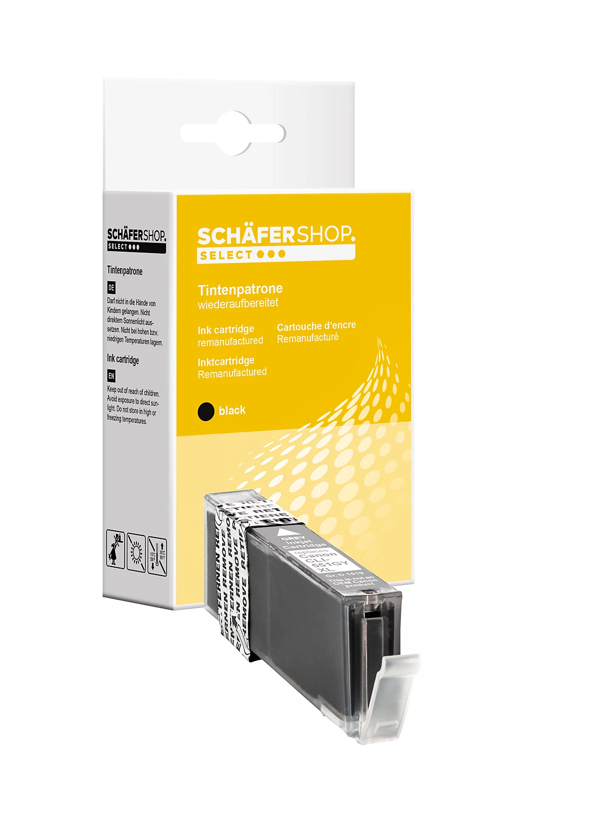 Schäfer Shop Select Tintenpatrone, ersetzt Canon CLI-551GY XL (6447B001), Einzelpack, grau