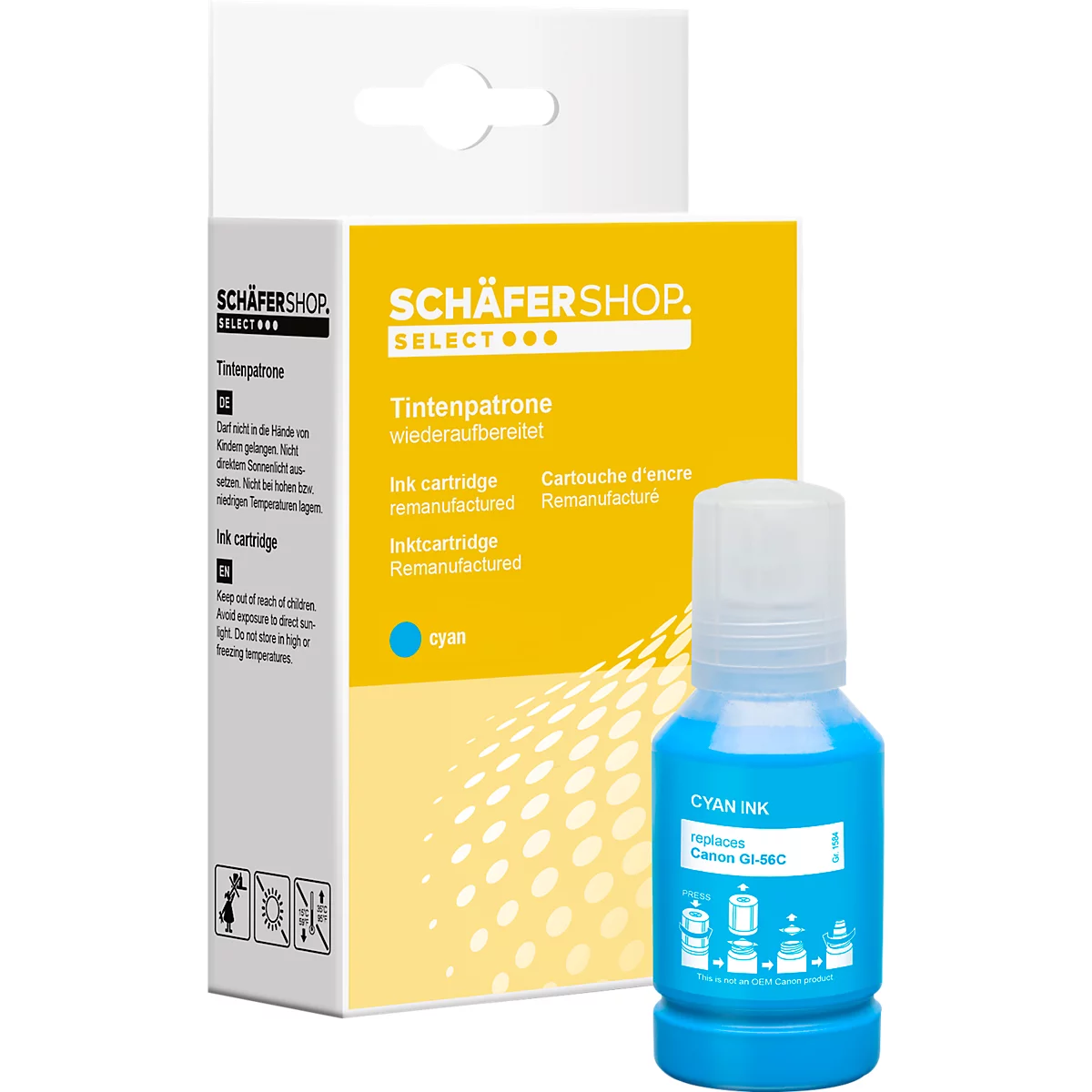 Schäfer Shop Select Tintenpatrone, ersetzt Canon GI-56C (4430C001), bis 14000 Seiten, Einzelpack, cyan