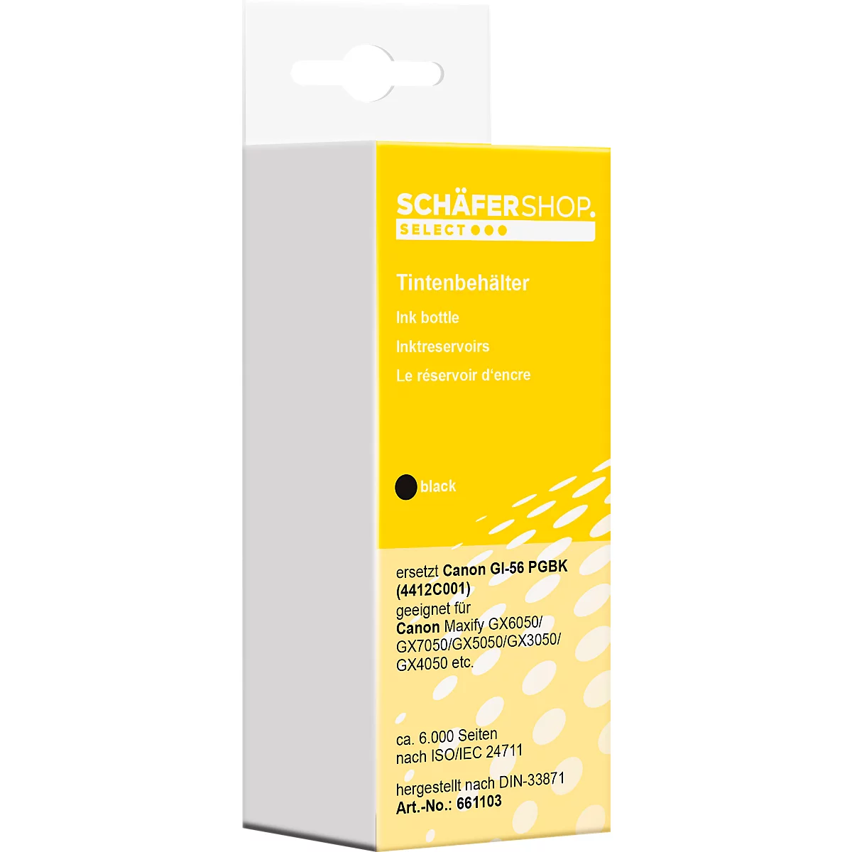 Schäfer Shop Select Tintenpatrone, ersetzt Canon GI-56PGBK (4412C001), bis 6000 Seiten, Einzelpack, schwarz
