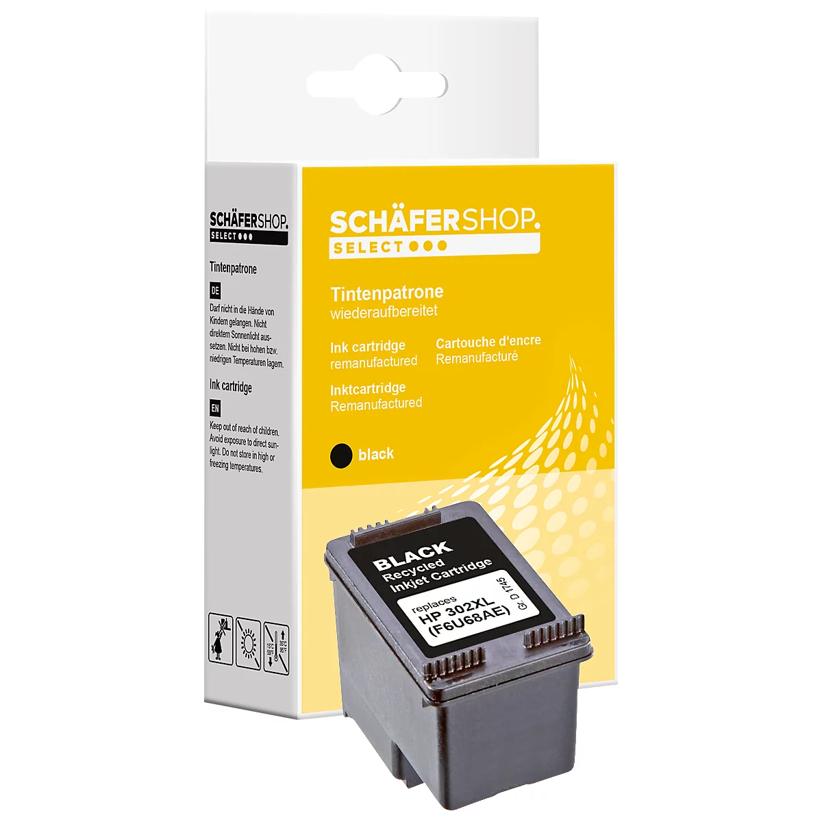 Schäfer Shop Select Tintenpatrone, ersetzt HP 302XL (F6U68AE), Einzelpack, schwarz