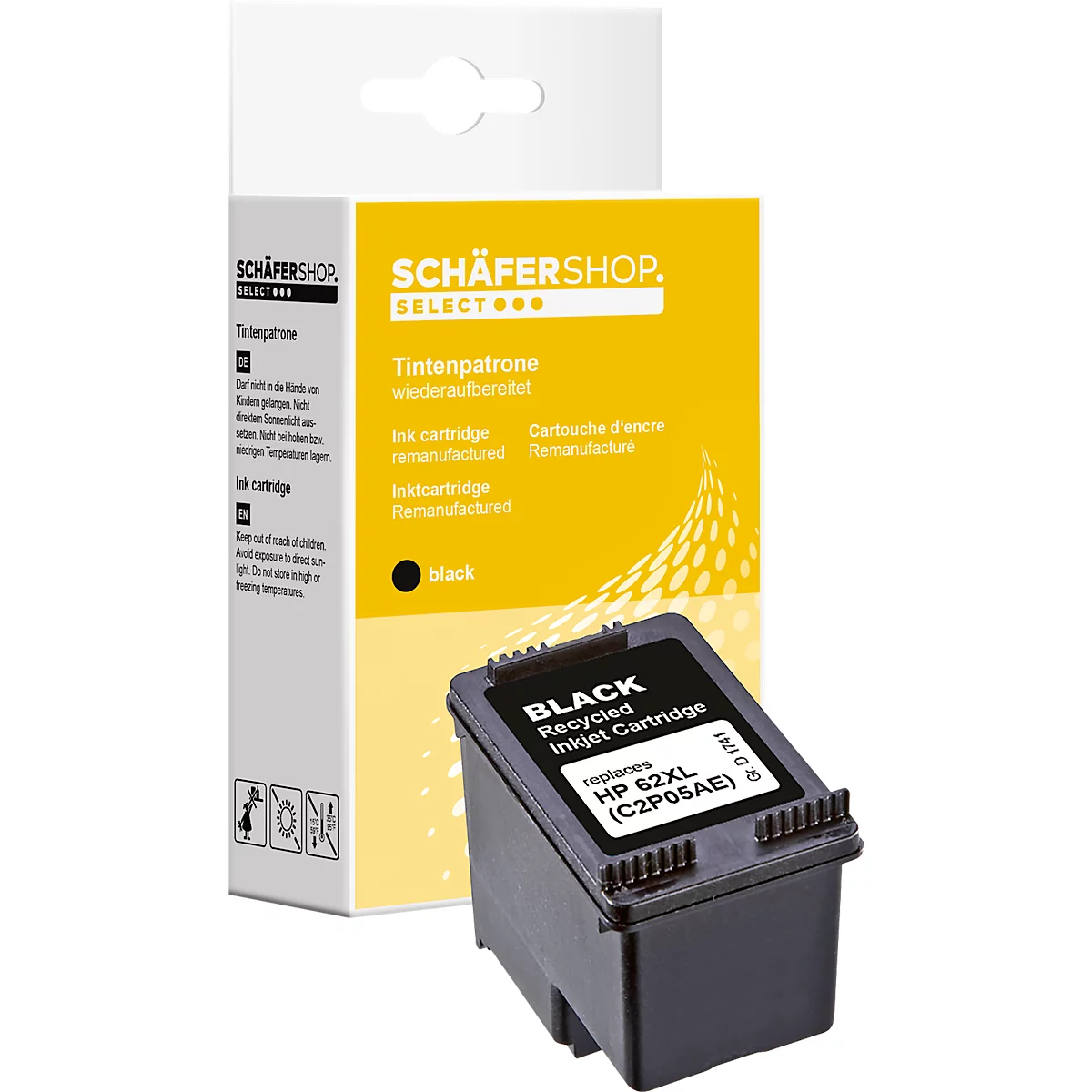 Schäfer Shop Select Tintenpatrone, ersetzt HP 62 XL (C2P05AE), Einzelpack, schwarz
