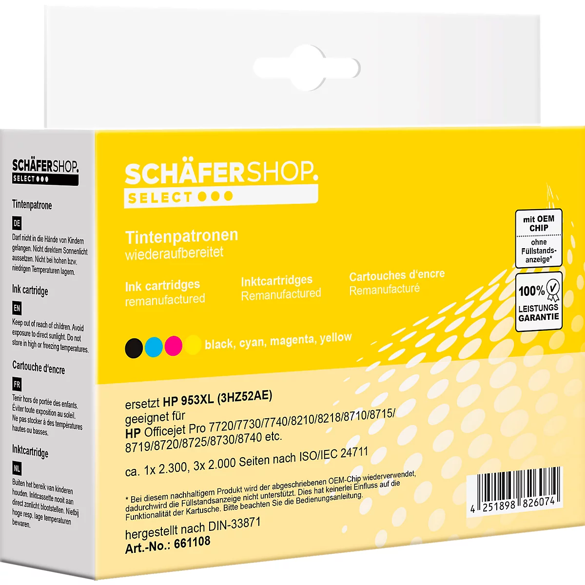 Schäfer Shop Select Tintenpatrone, ersetzt HP-953XL (3HZ52AE), Multipack, CMYK
