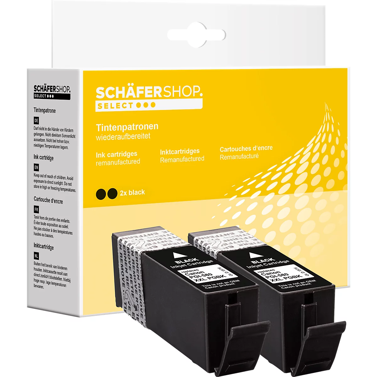 Schäfer Shop Select Tintenpatronen, ersetzt Canon PGi-580XXL Bk, Doppelpack, schwarz-pigmentiert