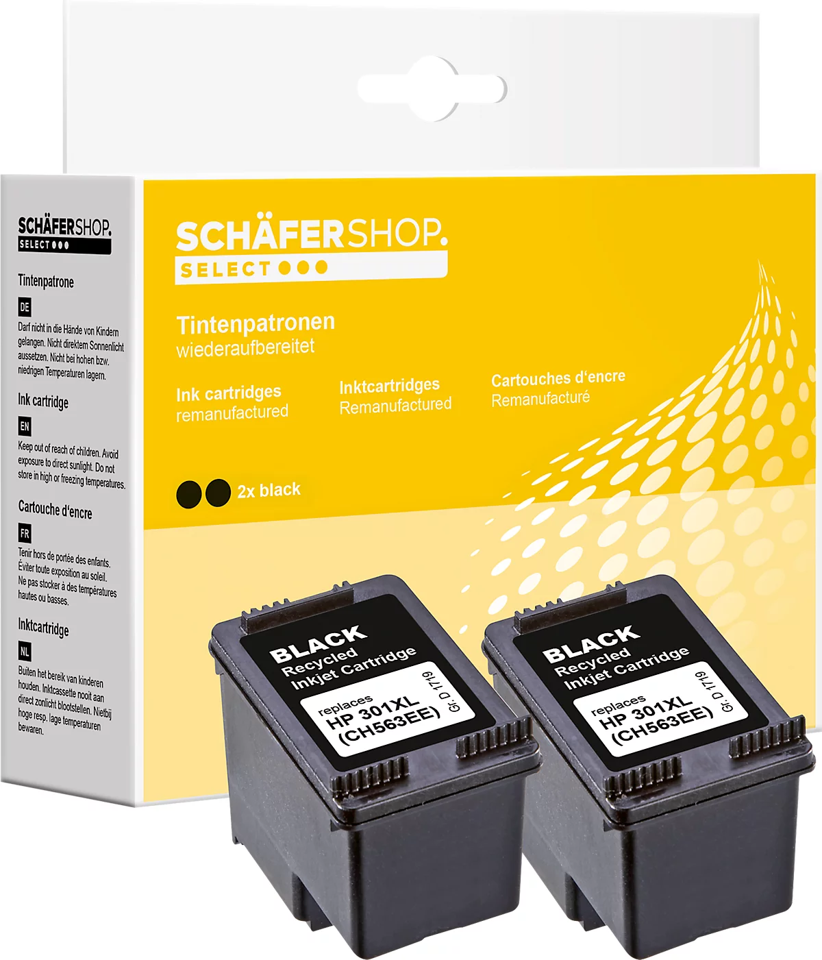 Schäfer Shop Select Tintenpatronen, ersetzt HP 301XL (CH563EE), Doppelpack, schwarz