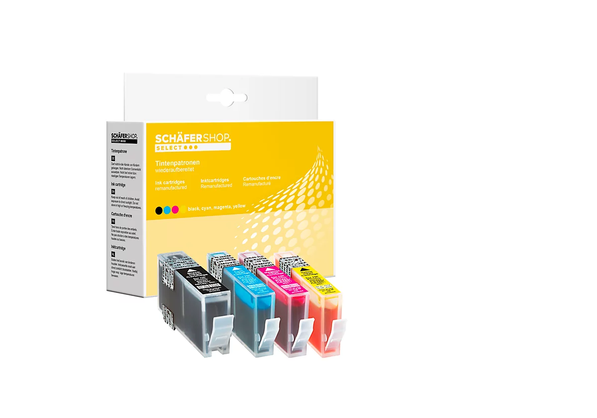 Schäfer Shop Select Tintenpatronen, ersetzt HP 364XL (N9J74AE), Mixpack, schwarz, cyan, gelb, magenta
