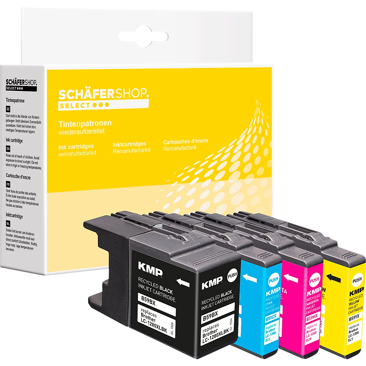 Schäfer Shop Select Tintenpatronen-Multipack, ersetzt Brother LC-1280XLVALBP, 4er-Pack, schwarz & farbig