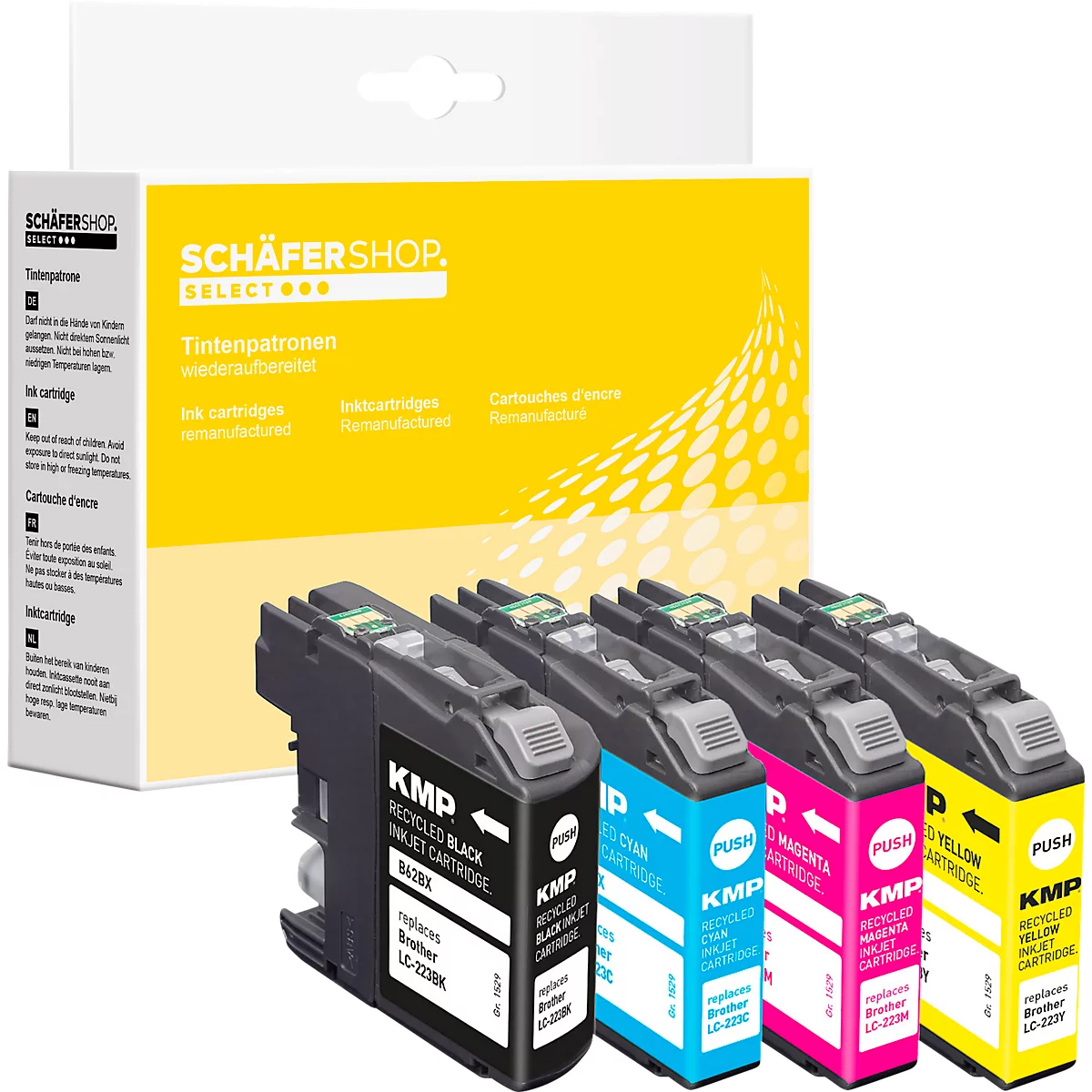Schäfer Shop Select Tintenpatronen-Multipack, ersetzt Brother LC-223VAL, 4er-Pack, schwarz & farbig