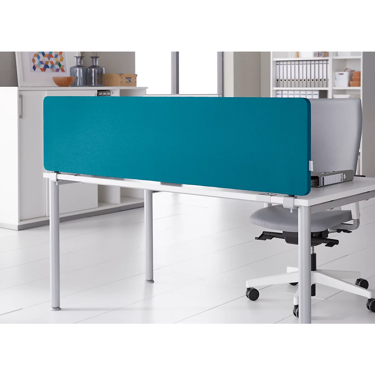 Schäfer Shop Select Tischtrennwand, Materialstärke 30 mm, B 1200 x H 387 mm, 100 % Post-Consumer-Recyclingpolyester, petrol
