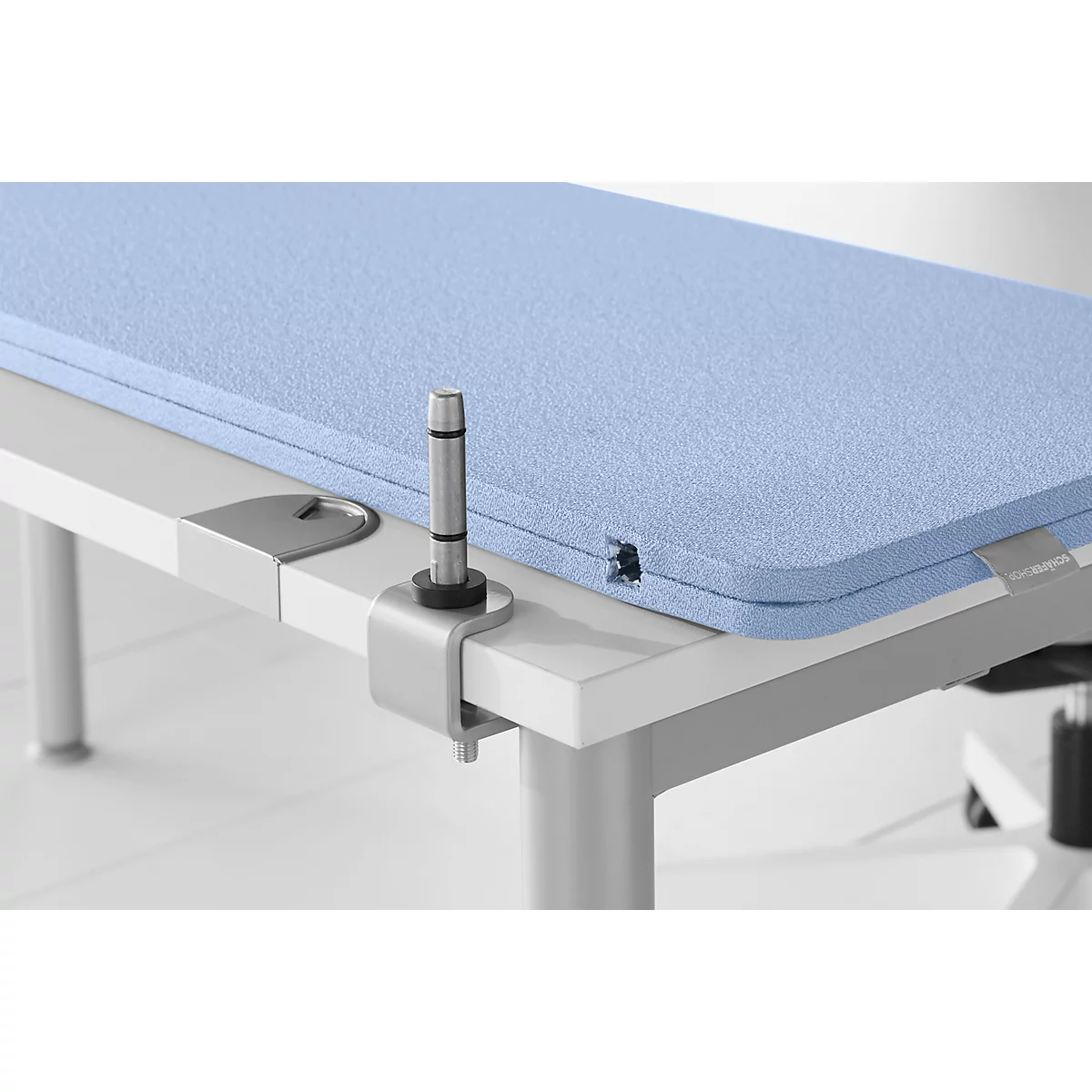 Schäfer Shop Select Tischtrennwand, Materialstärke 30 mm, B 1400 x H 387 mm, 100 % Post-Consumer-Recyclingpolyester, blaugrau