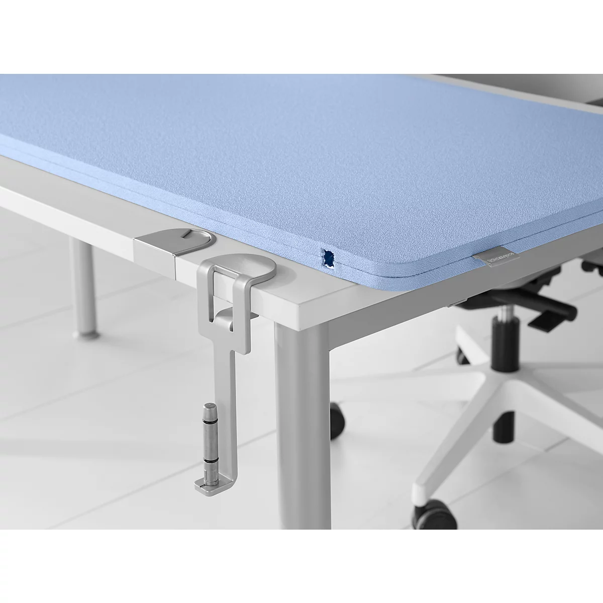 Schäfer Shop Select Tischtrennwand, Materialstärke 30 mm, B 1600 x H 600 mm, 100 % Post-Consumer-Recyclingpolyester, blaugrau