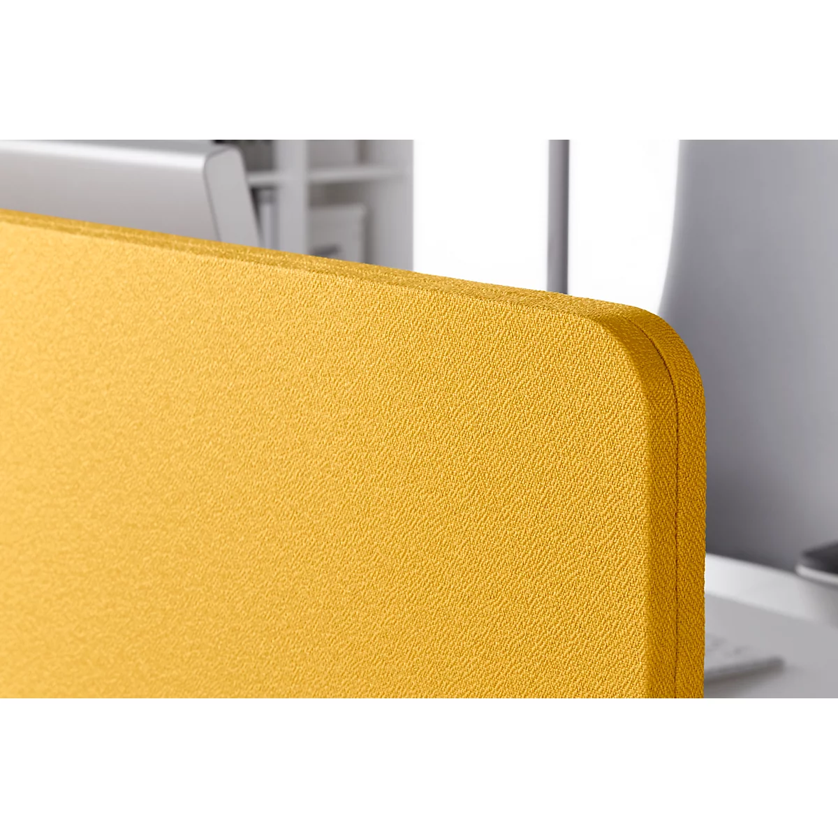 Schäfer Shop Select Tischtrennwand, Materialstärke 30 mm, B 2000 x H 387 mm, 100 % Post-Consumer-Recyclingpolyester, gelb