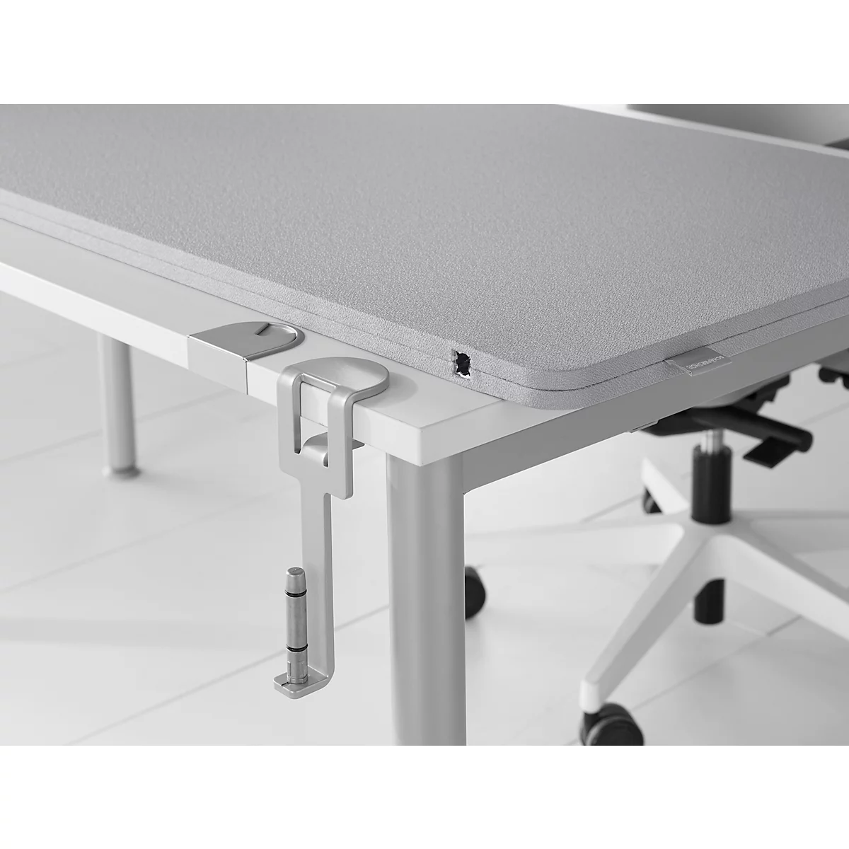 Schäfer Shop Select Tischtrennwand, Materialstärke 30 mm, B 2000 x H 600 mm, 100 % Post-Consumer-Recyclingpolyester, hellgrau