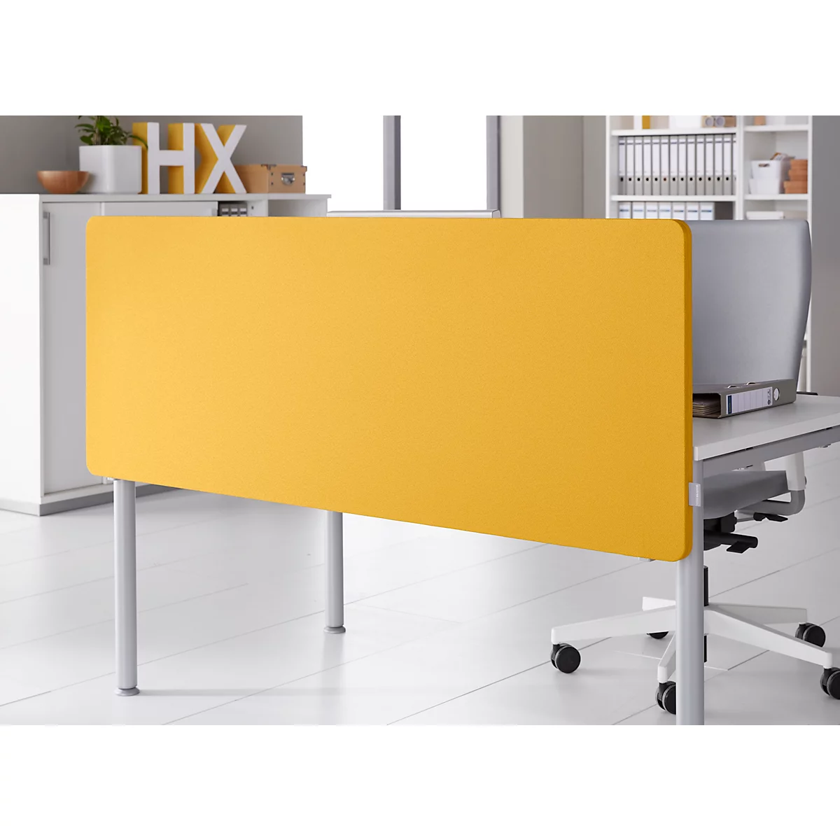 Schäfer Shop Select Tischtrennwand, Materialstärke 30 mm, B 800 x H 387 mm, 100 % Post-Consumer-Recyclingpolyester, gelb