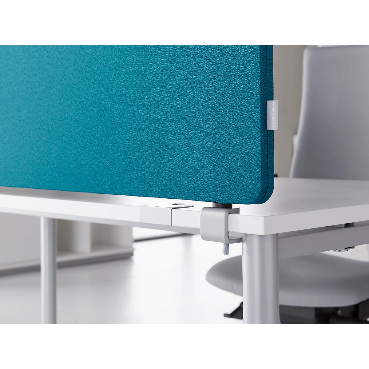 Schäfer Shop Select Tischtrennwand, Materialstärke 30 mm, B 800 x H 387 mm, 100 % Post-Consumer-Recyclingpolyester, petrol