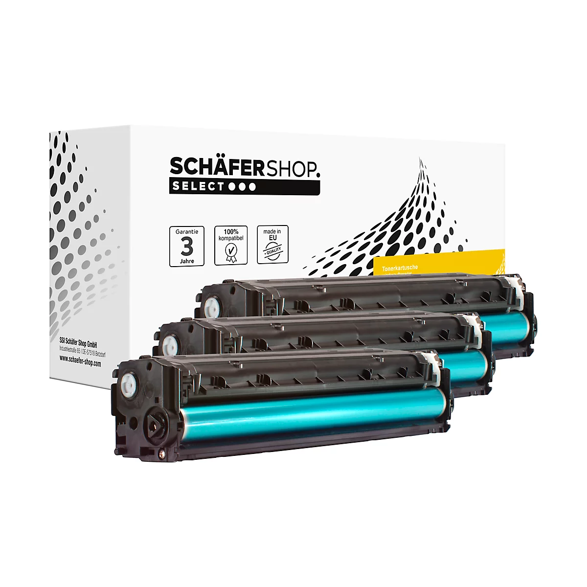 Schäfer Shop Select Toner, ersetzt HP 125 (CF373AM), Multipack, cyan, magenta, gelb