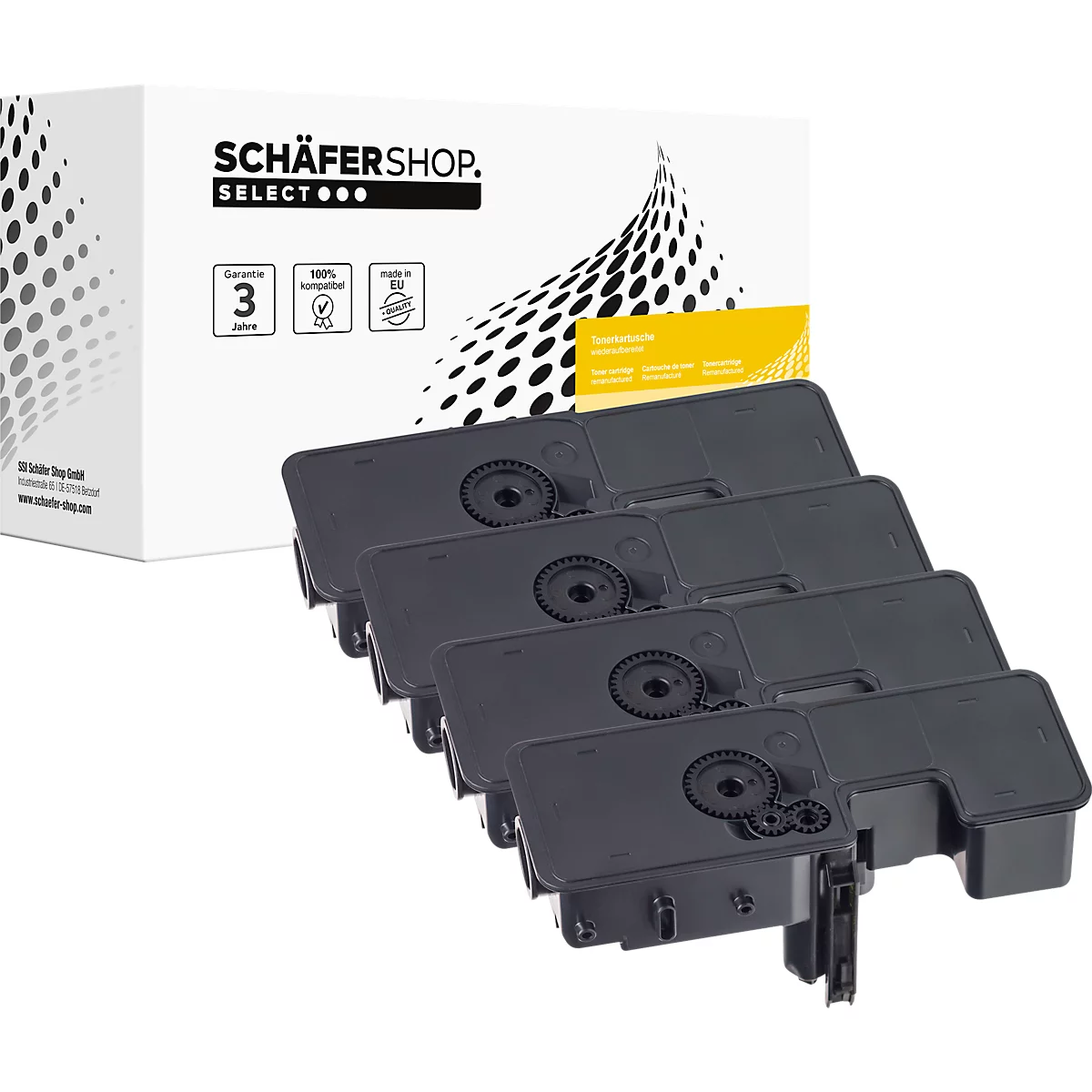 Schäfer Shop Select toner, vervangt Kyocera TK-5220 (OPTK5220Set), Mixpack, zwart, cyaan, magenta, geel