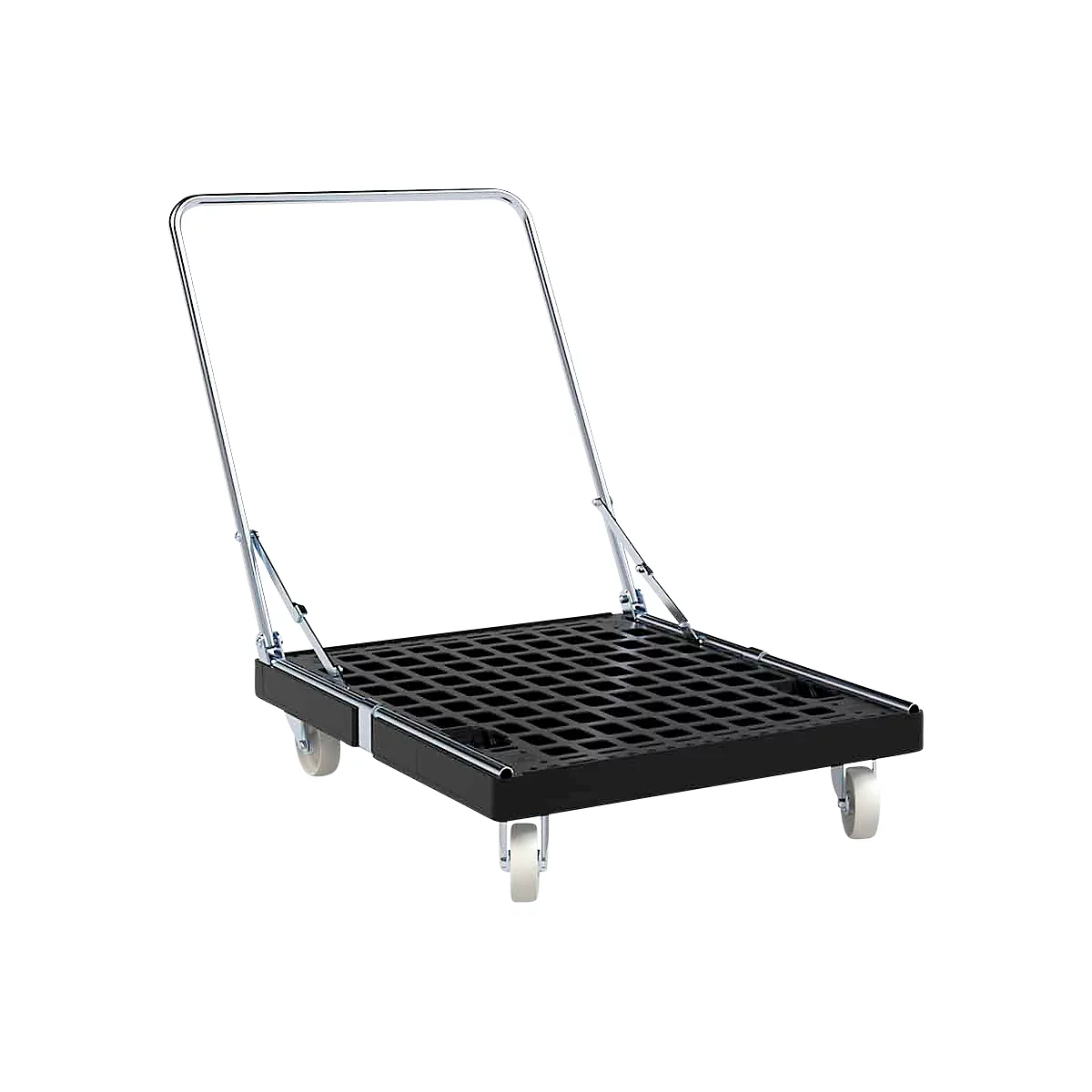 Schäfer Shop Select Transportroller BASICline, bis 500 kg, klappbarer Schiebebügel, L 815 x B 724 x H 192 mm, Recycling-HDPE, schwarz