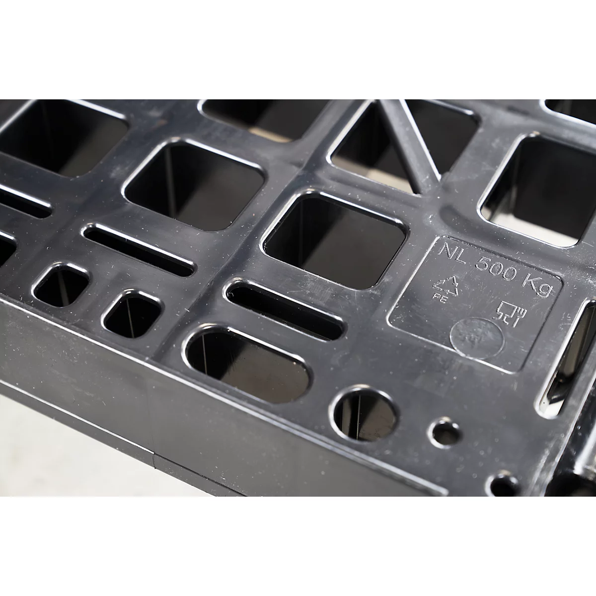 Schäfer Shop Select Transportroller BASICline, bis 500 kg, klappbarer Schiebebügel, L 815 x B 724 x H 192 mm, Recycling-HDPE, schwarz