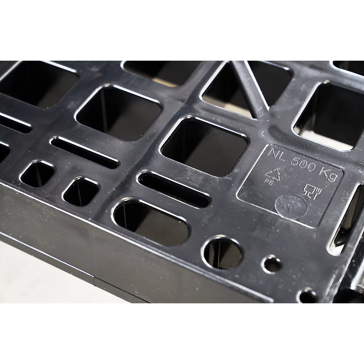 Schäfer Shop Select Transportroller BASICline, bis 500 kg, ohne Schiebebügel, L 815 x B 724 x H 192 mm, Recycling-HDPE, schwarz